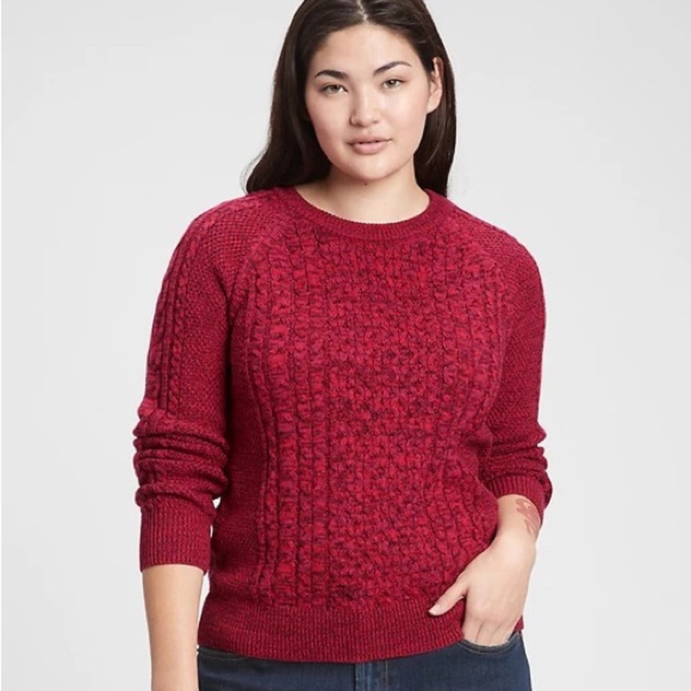 GAP Factory Cable Knit Sweater in Red Marl
